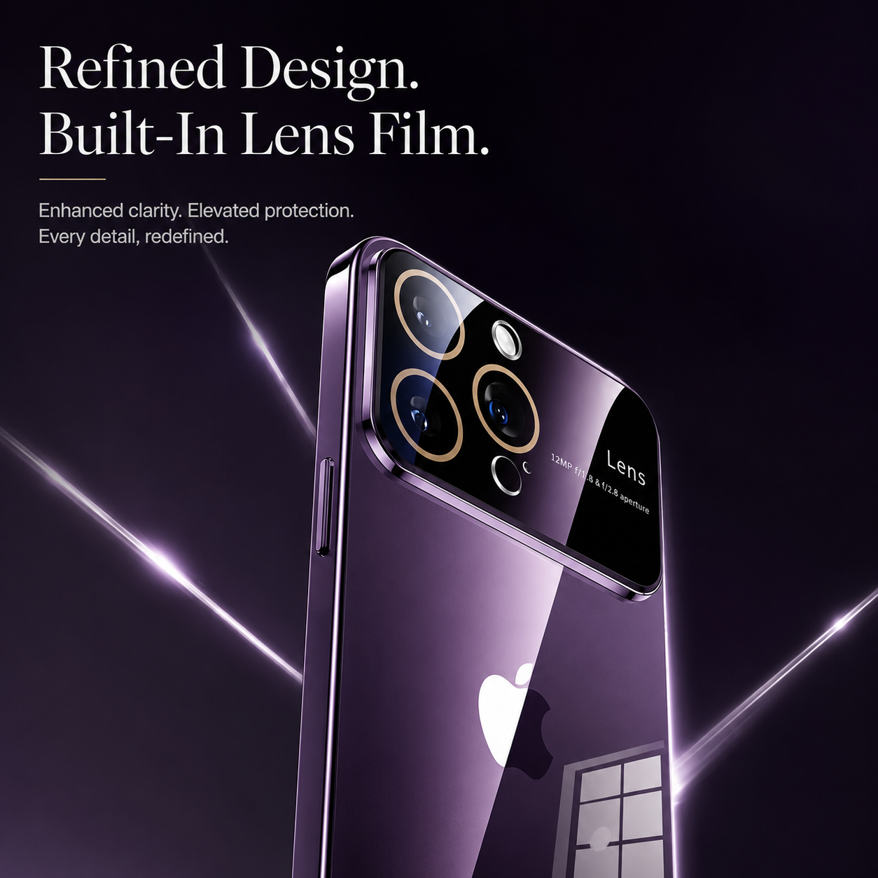 Premium iPhone Case MagSafe Compatible Clear Acrylic Cover Tempered Glass Camera Guard Plated Edge Magnetic Shockproof Anti Scratch Slim Design
