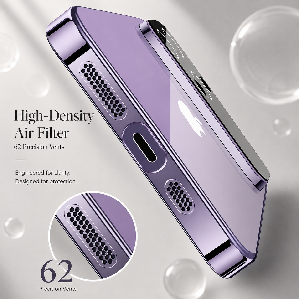 Premium iPhone Case MagSafe Compatible Clear Acrylic Cover Tempered Glass Camera Guard Plated Edge Magnetic Shockproof Anti Scratch Slim Design