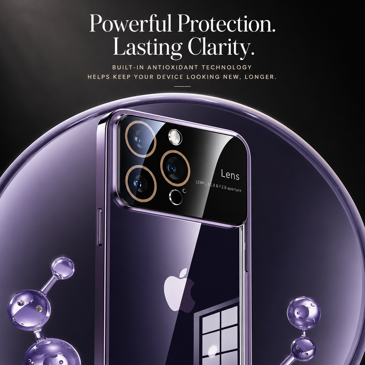 Premium iPhone Case MagSafe Compatible Clear Acrylic Cover Tempered Glass Camera Guard Plated Edge Magnetic Shockproof Anti Scratch Slim Design