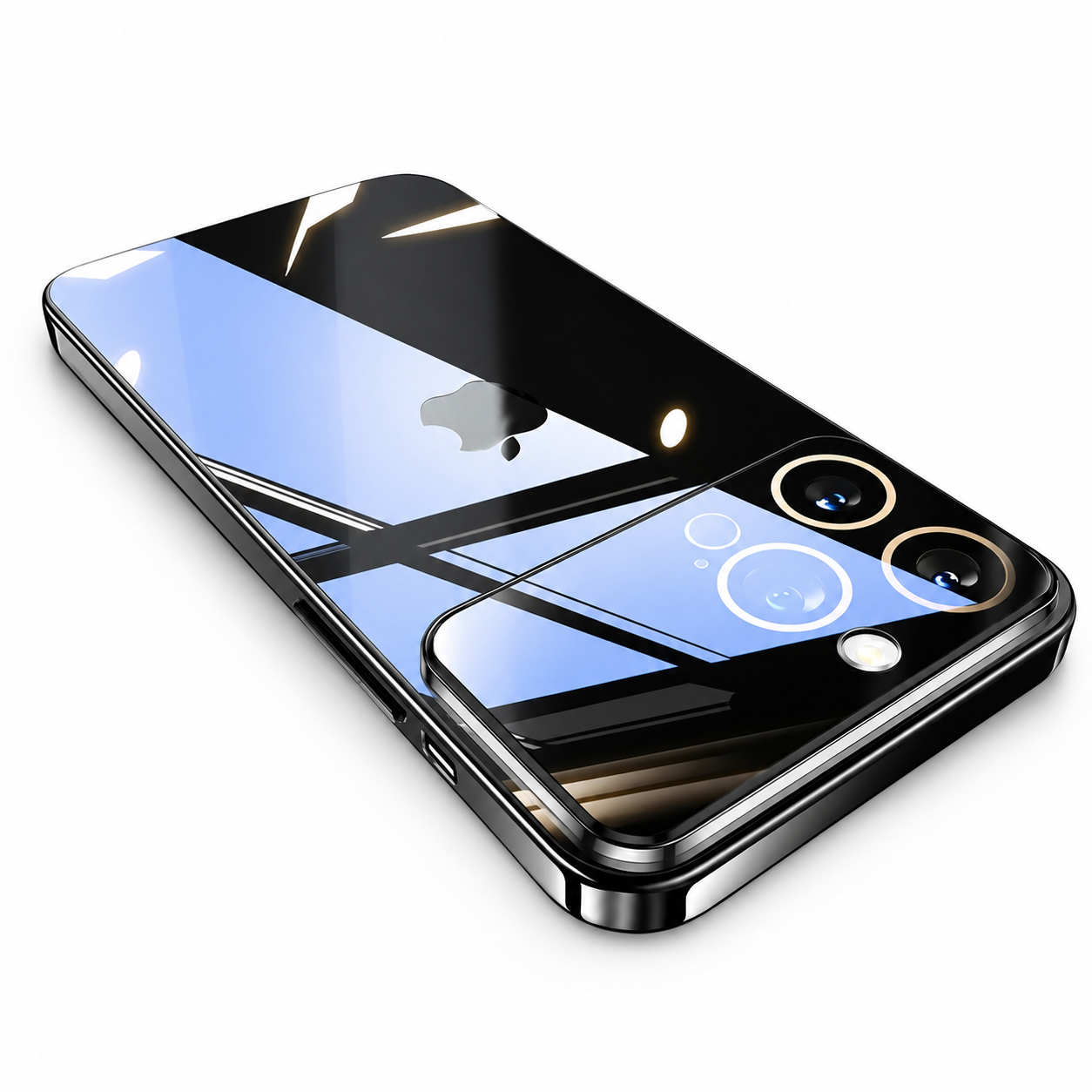 Premium iPhone Case MagSafe Compatible Clear Acrylic Cover Tempered Glass Camera Guard Plated Edge Magnetic Shockproof Anti Scratch Slim Design