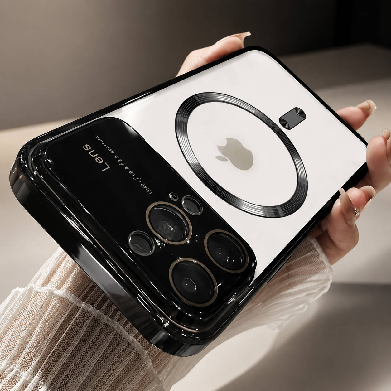 Premium iPhone Case MagSafe Compatible Clear Glass Back Cover Silicone Bumper Magnetic Shock Absorbing Protective Camera Lens Guard Ultra Thin Design