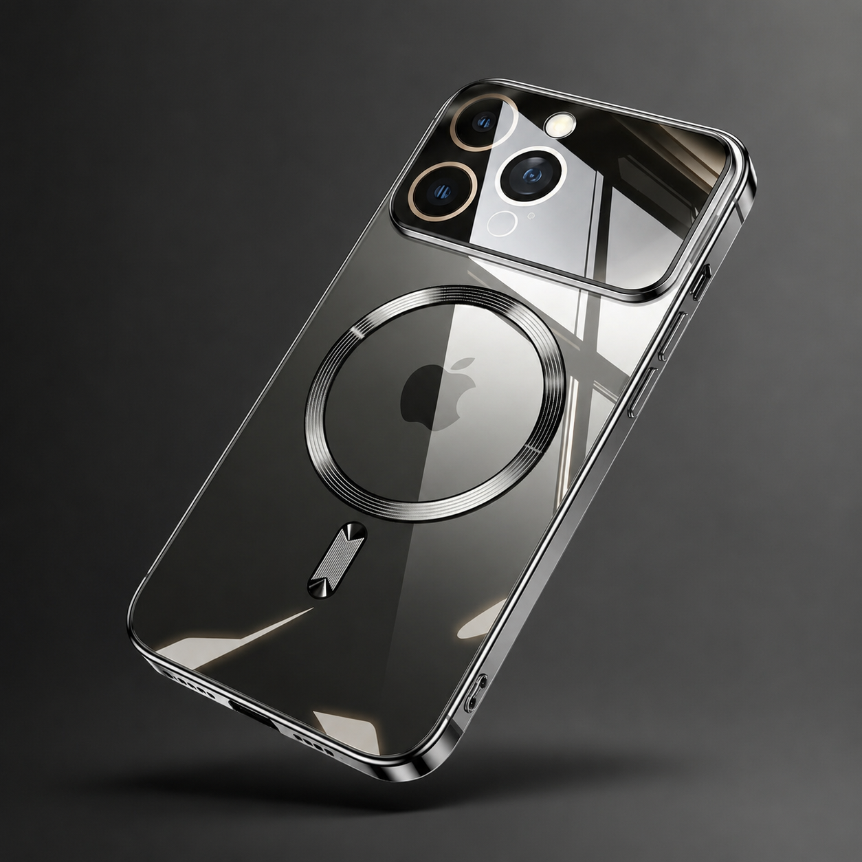 Premium iPhone Case MagSafe Compatible Clear Glass Back Cover Silicone Bumper Magnetic Shock Absorbing Protective Camera Lens Guard Ultra Thin Design