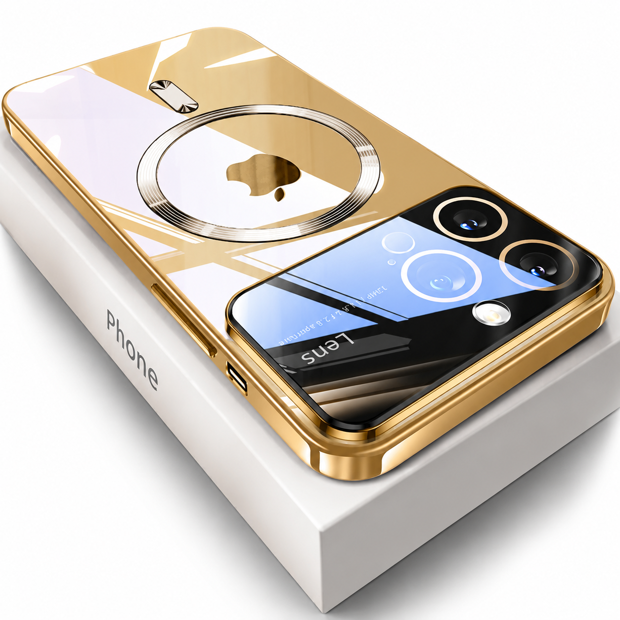 Premium iPhone Case MagSafe Compatible Clear Glass Back Cover Silicone Bumper Magnetic Shock Absorbing Protective Camera Lens Guard Ultra Thin Design
