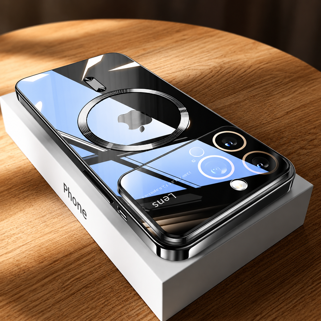 Premium iPhone Case MagSafe Compatible Clear Glass Back Cover Silicone Bumper Magnetic Shock Absorbing Protective Camera Lens Guard Ultra Thin Design