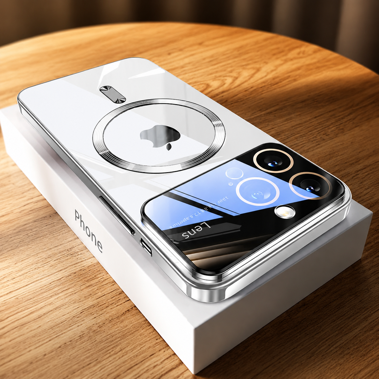 Premium iPhone Case MagSafe Compatible Clear Glass Back Cover Silicone Bumper Magnetic Shock Absorbing Protective Camera Lens Guard Ultra Thin Design