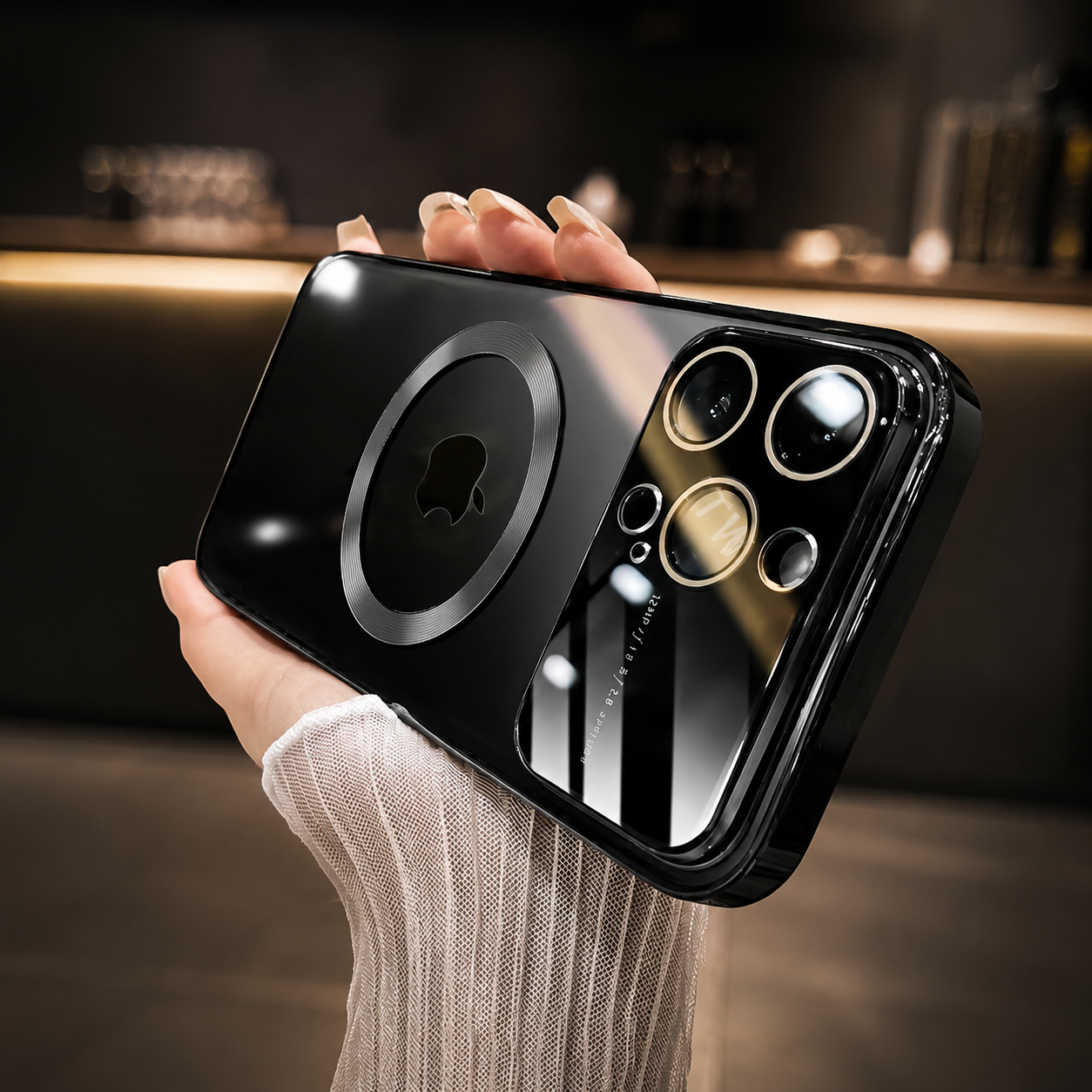 Premium iPhone Case MagSafe Compatible Clear Glass Back Cover Silicone Bumper Magnetic Shock Absorbing Protective Camera Lens Guard Ultra Thin Design