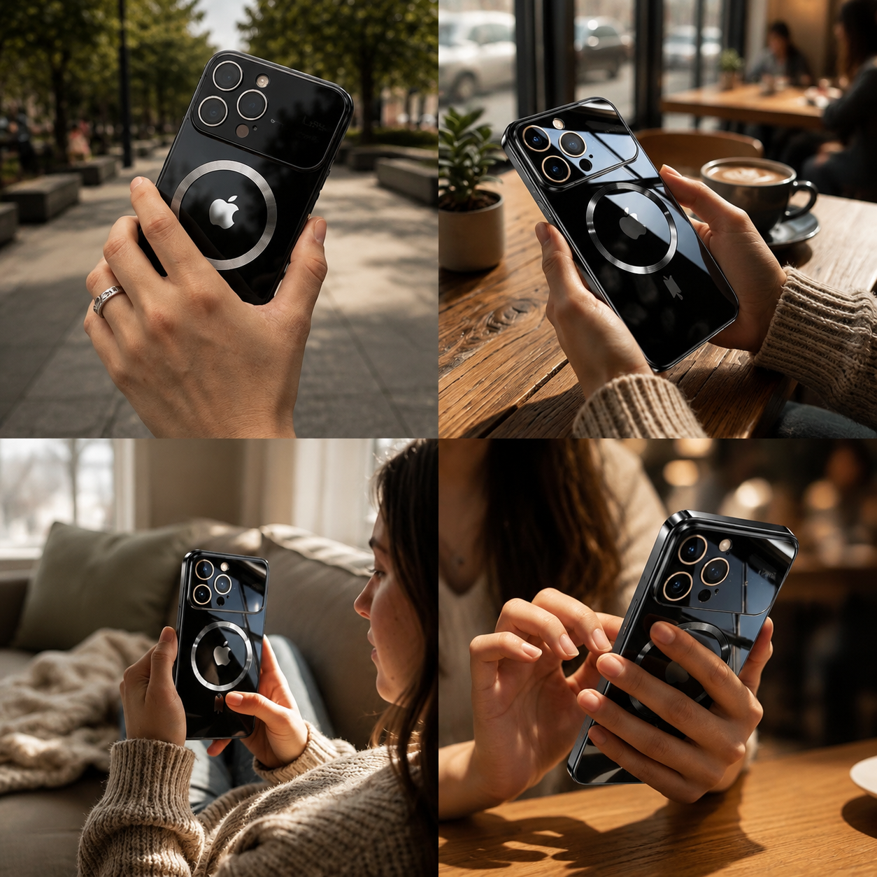 Premium iPhone Case MagSafe Compatible Clear Glass Back Cover Silicone Bumper Magnetic Shock Absorbing Protective Camera Lens Guard Ultra Thin Design