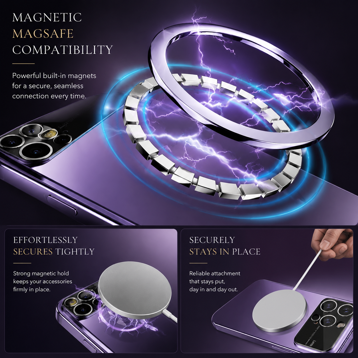 Premium iPhone Case MagSafe Compatible Clear Glass Back Cover Silicone Bumper Magnetic Shock Absorbing Protective Camera Lens Guard Ultra Thin Design