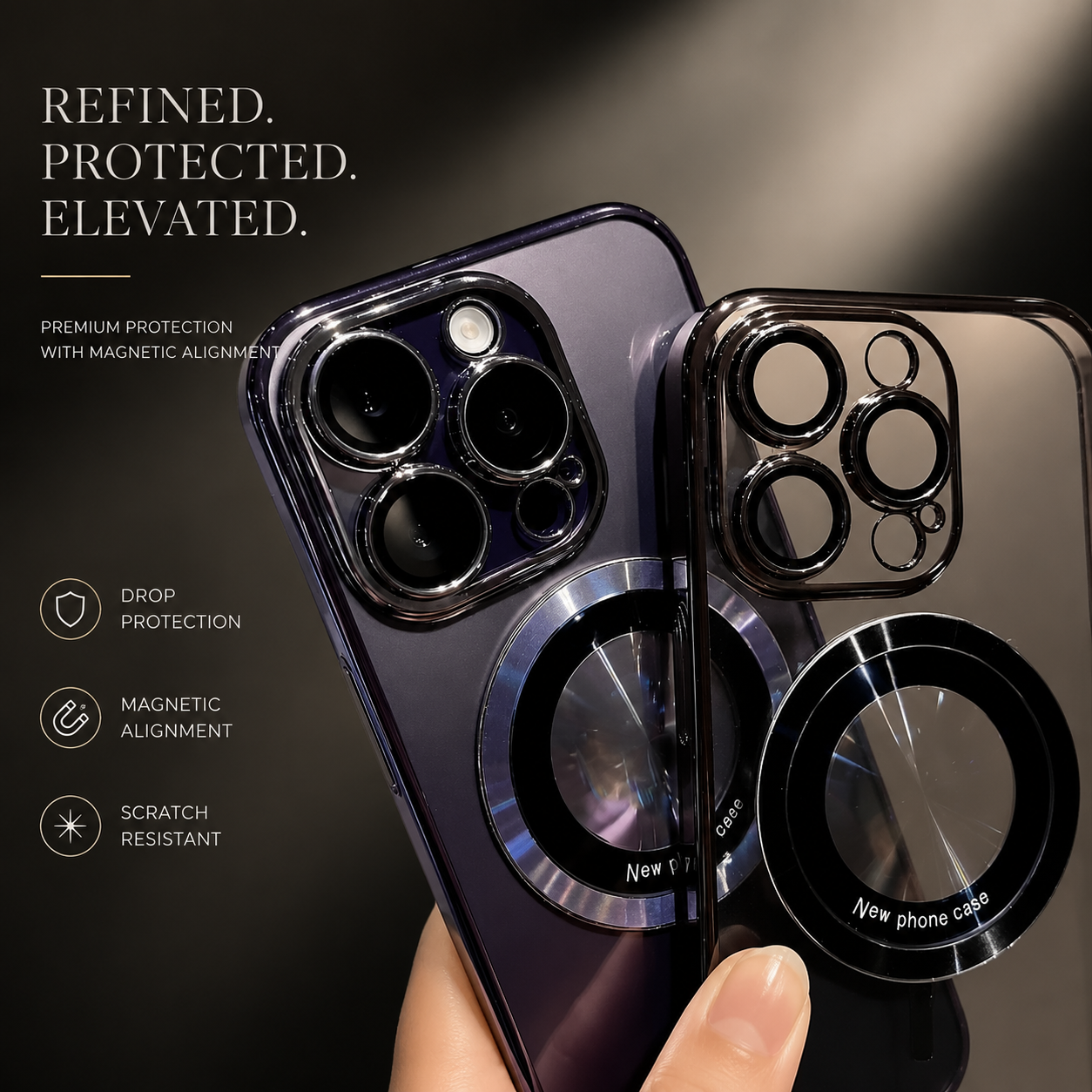 Premium iPhone Case MagSafe Compatible Clear Plated Cover Transparent Magnetic Ring Shockproof Protective Camera Lens Guard Ultra Thin Slim Design