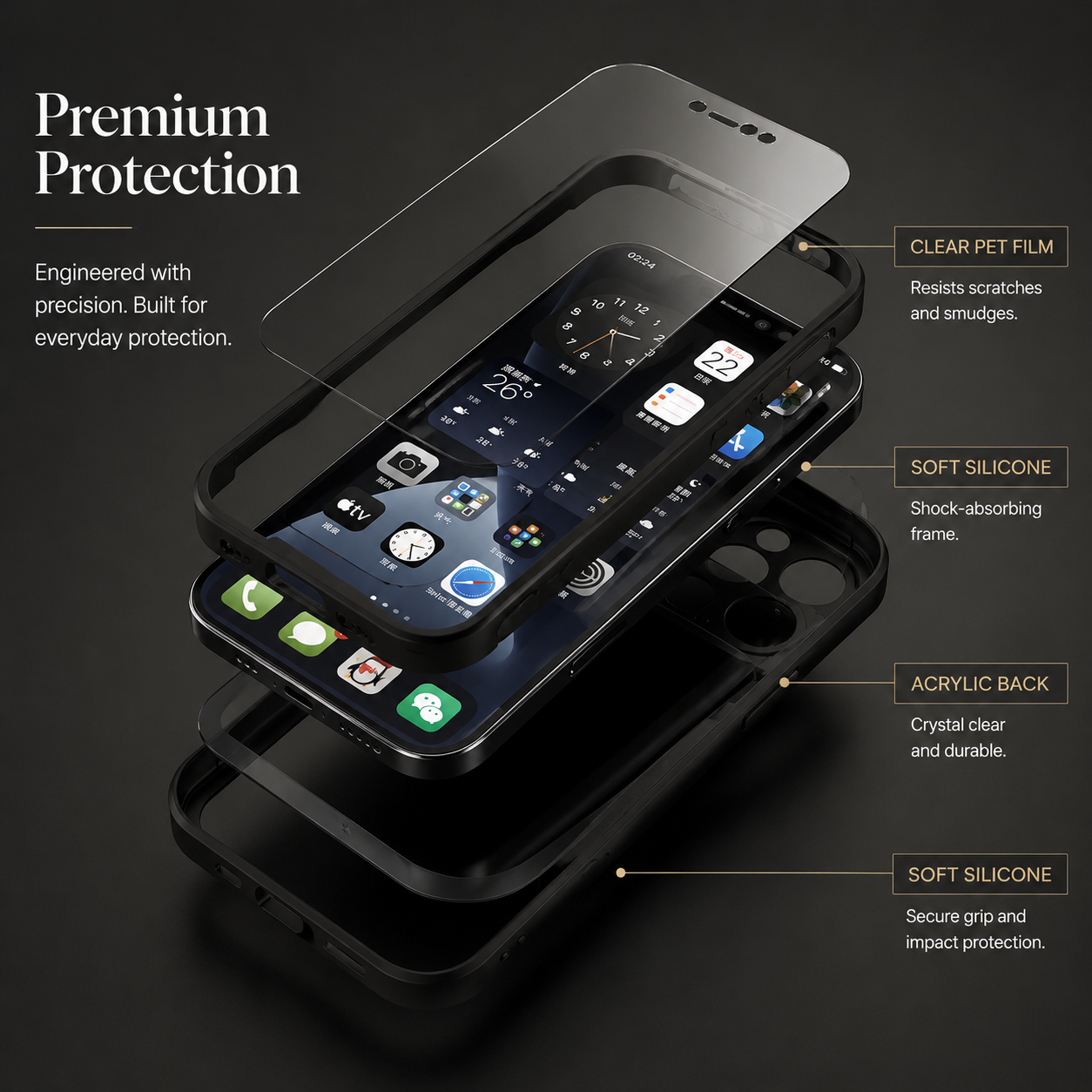 Premium iPhone Case MagSafe Compatible Clear Silicone Cover Transparent Shock Absorbing Magnetic Protective Camera Lens Guard Slim Full Coverage