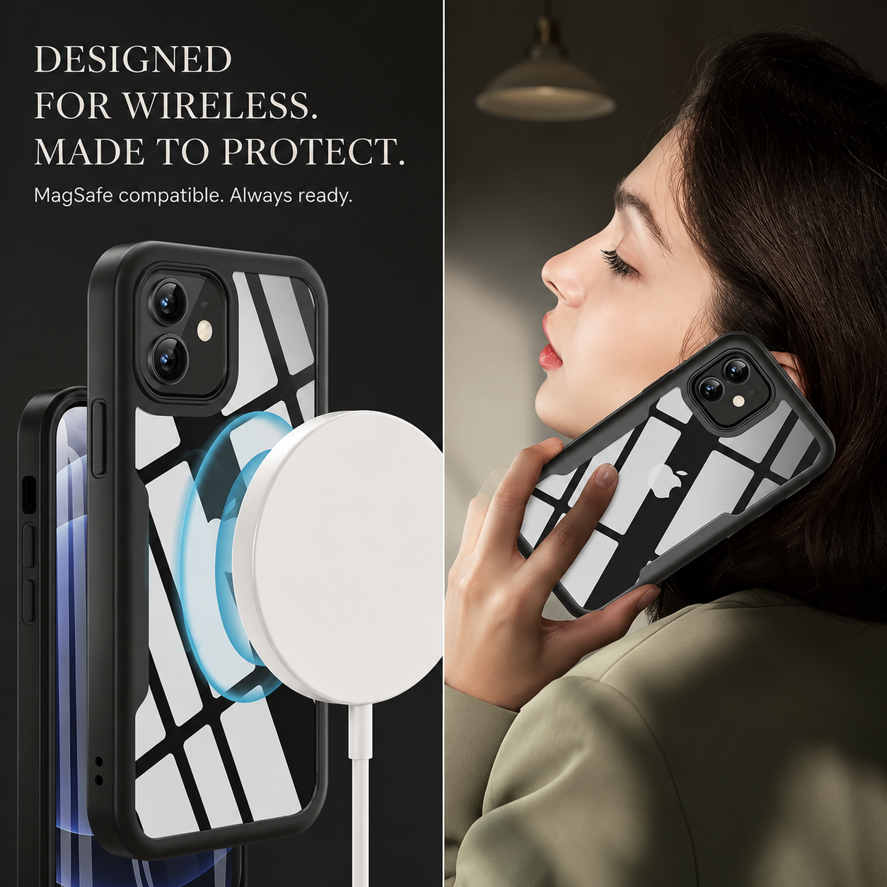 Premium iPhone Case MagSafe Compatible Clear Silicone Cover Transparent Shock Absorbing Magnetic Protective Camera Lens Guard Slim Full Coverage