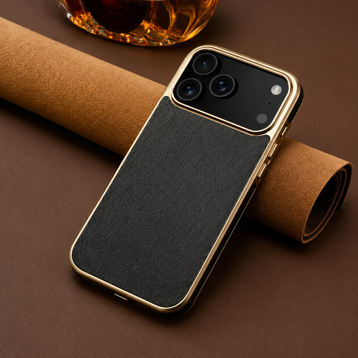 Premium iPhone Case MagSafe Compatible Cowhide Leather Cover Electroplated Edge Camera Protection Shockproof Anti Scratch Non Slip Slim Lightweight Design