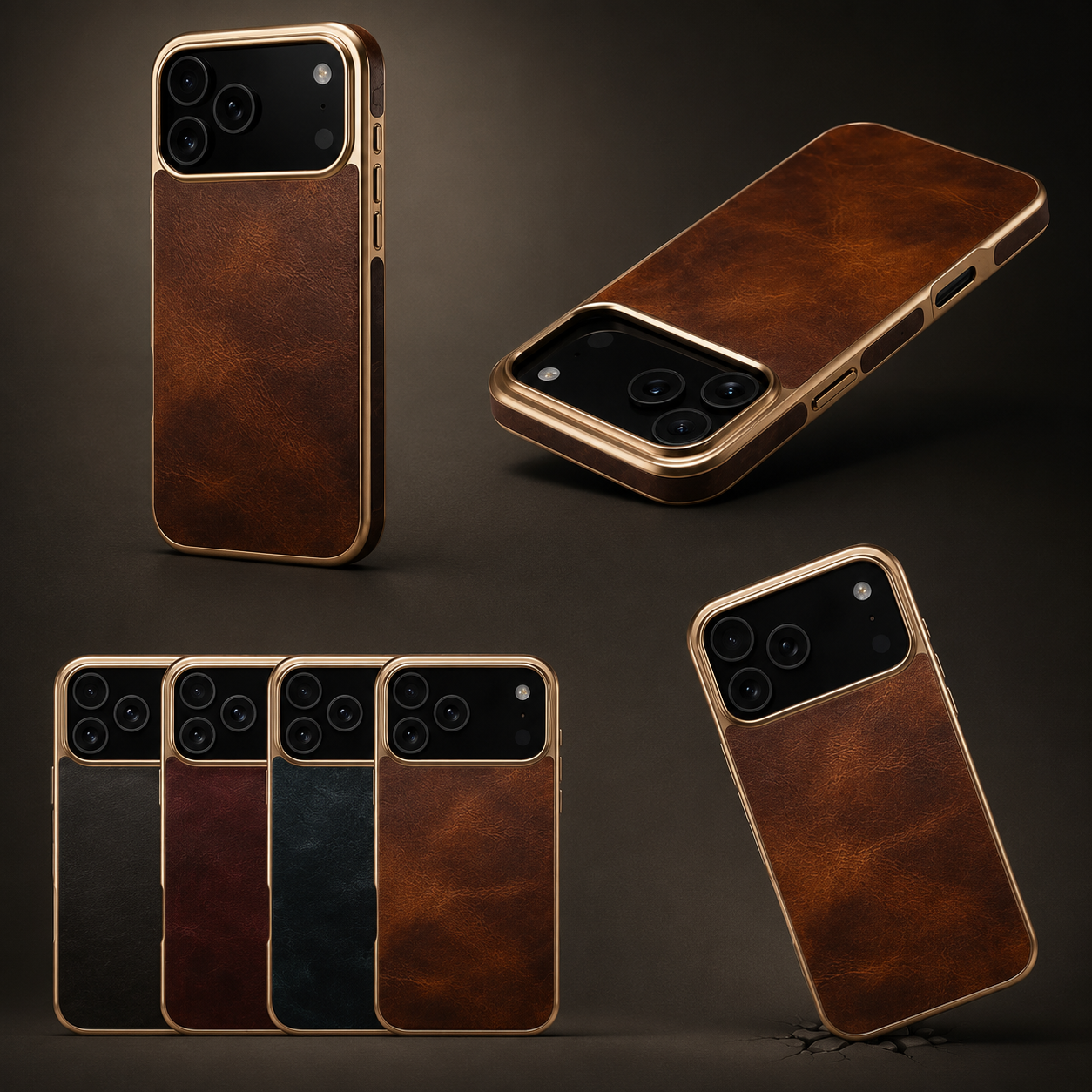 Premium iPhone Case MagSafe Compatible Cowhide Leather Cover Electroplated Edge Camera Protection Shockproof Anti Scratch Non Slip Slim Lightweight Design