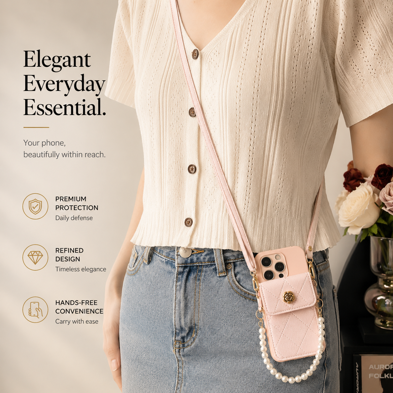 Premium iPhone Case MagSafe Compatible Crossbody Wallet Cover Card Holder Strap Magnetic Cover 3D Metal Texture Shockproof Camera Lens Protection Slim Design