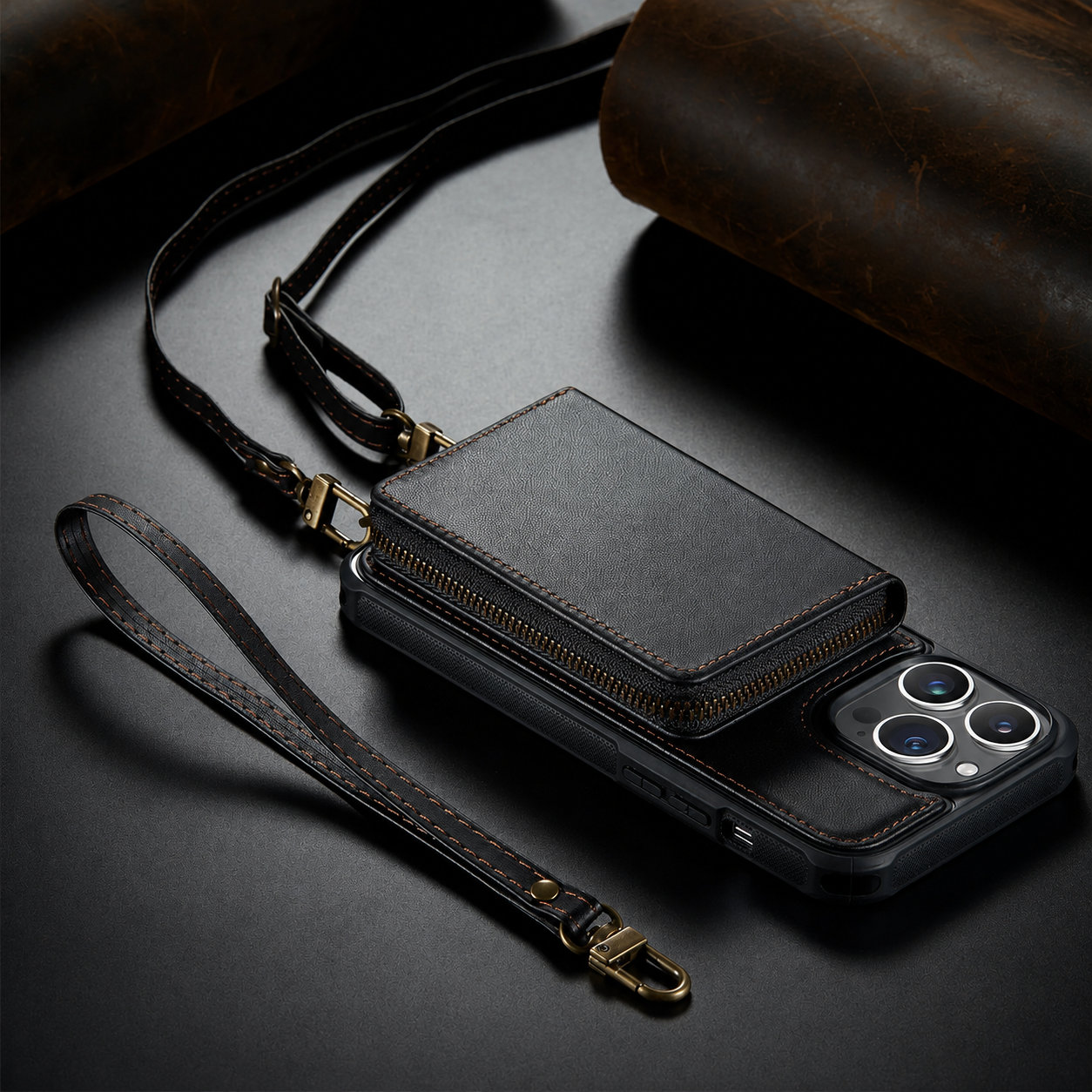 Premium iPhone Case MagSafe Compatible Crossbody Wallet Cover PU Leather Card Holder Phone Chain Stand Magnetic Closure Shockproof Full Coverage