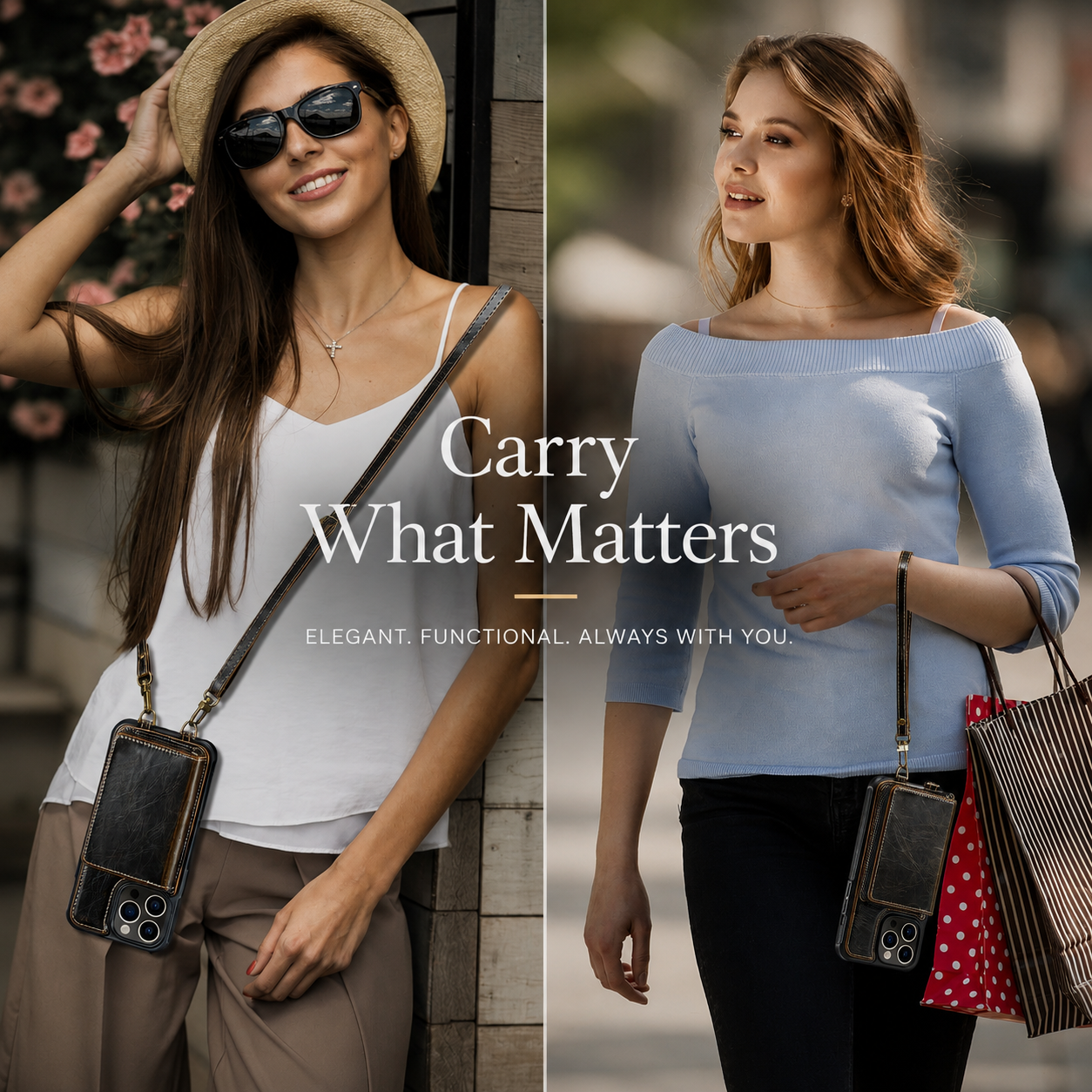 Premium iPhone Case MagSafe Compatible Crossbody Wallet Cover PU Leather Card Holder Phone Chain Stand Magnetic Closure Shockproof Full Coverage