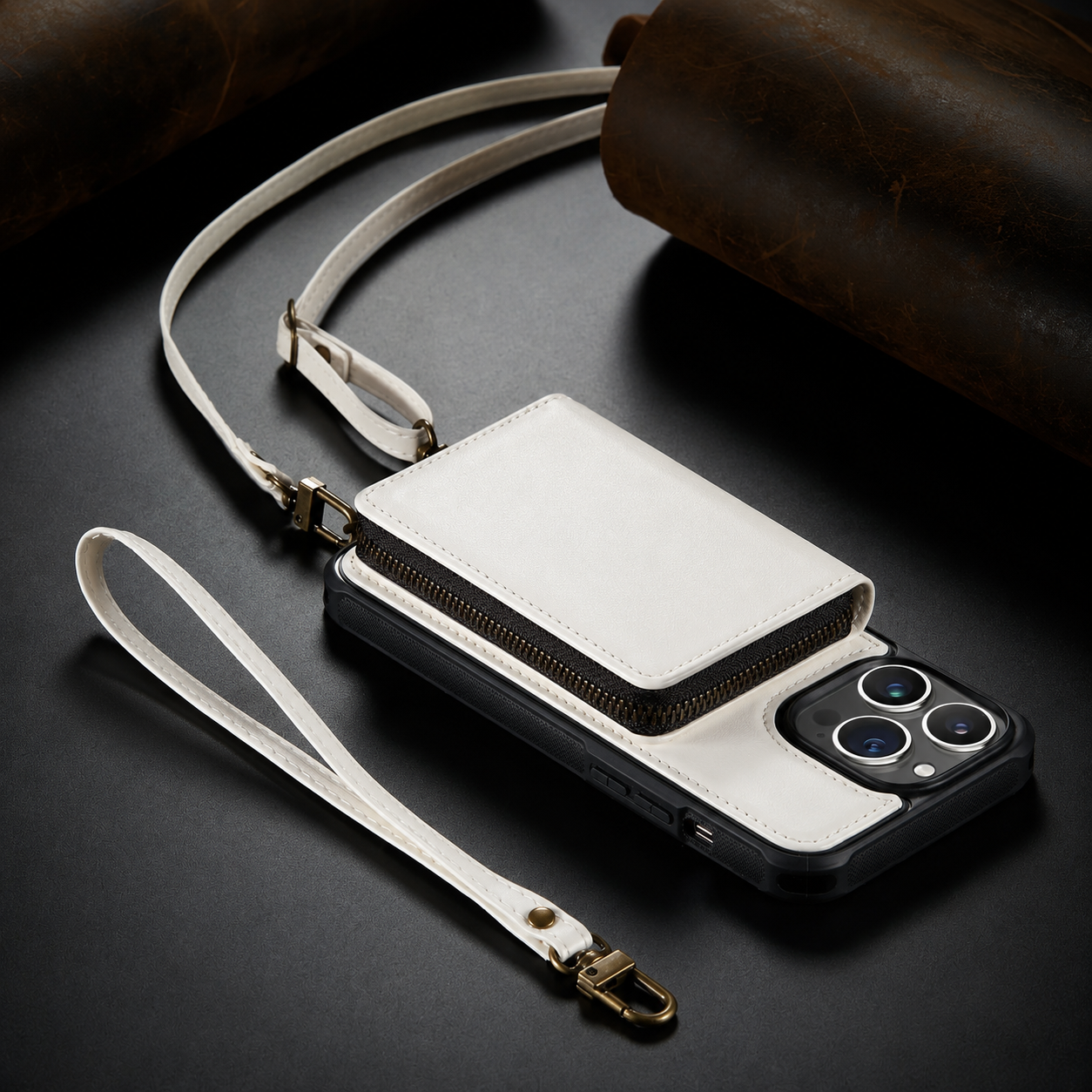 Premium iPhone Case MagSafe Compatible Crossbody Wallet Cover PU Leather Card Holder Phone Chain Stand Magnetic Closure Shockproof Full Coverage