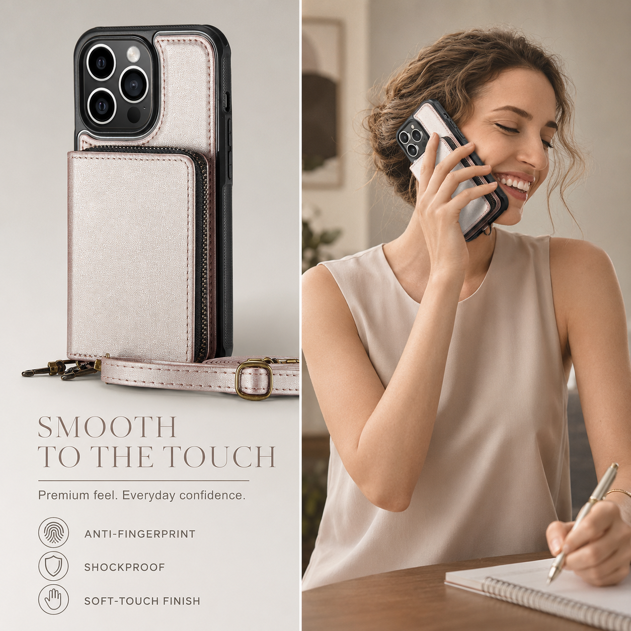 Premium iPhone Case MagSafe Compatible Crossbody Wallet Cover PU Leather Card Holder Phone Chain Stand Magnetic Closure Shockproof Full Coverage