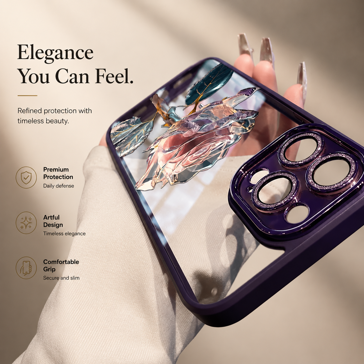 Premium iPhone Case MagSafe Compatible Crystal Rose Diamond Magnetic Cover Glitter Texture Shockproof Protective Camera Lens Guard Slim Design