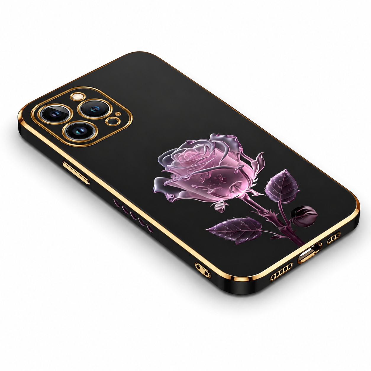 Premium iPhone Case MagSafe Compatible Crystal Rose Diamond Magnetic Cover Glitter Texture Shockproof Protective Camera Lens Guard Slim Design