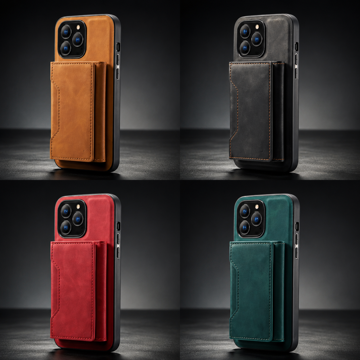 Premium iPhone Case MagSafe Compatible Detachable Leather Wallet Cover Card Holder Magnetic Stand Shockproof Protective Camera Lens Guard Slim Design