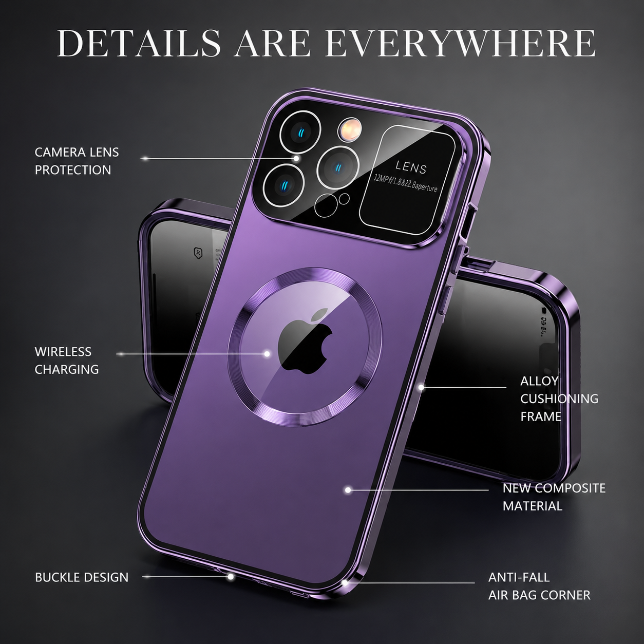 Premium iPhone Case MagSafe Compatible Double Sided Tempered Glass Magnetic Frame Shockproof Protective Cover Camera Lens Protection Full Coverage Slim Design