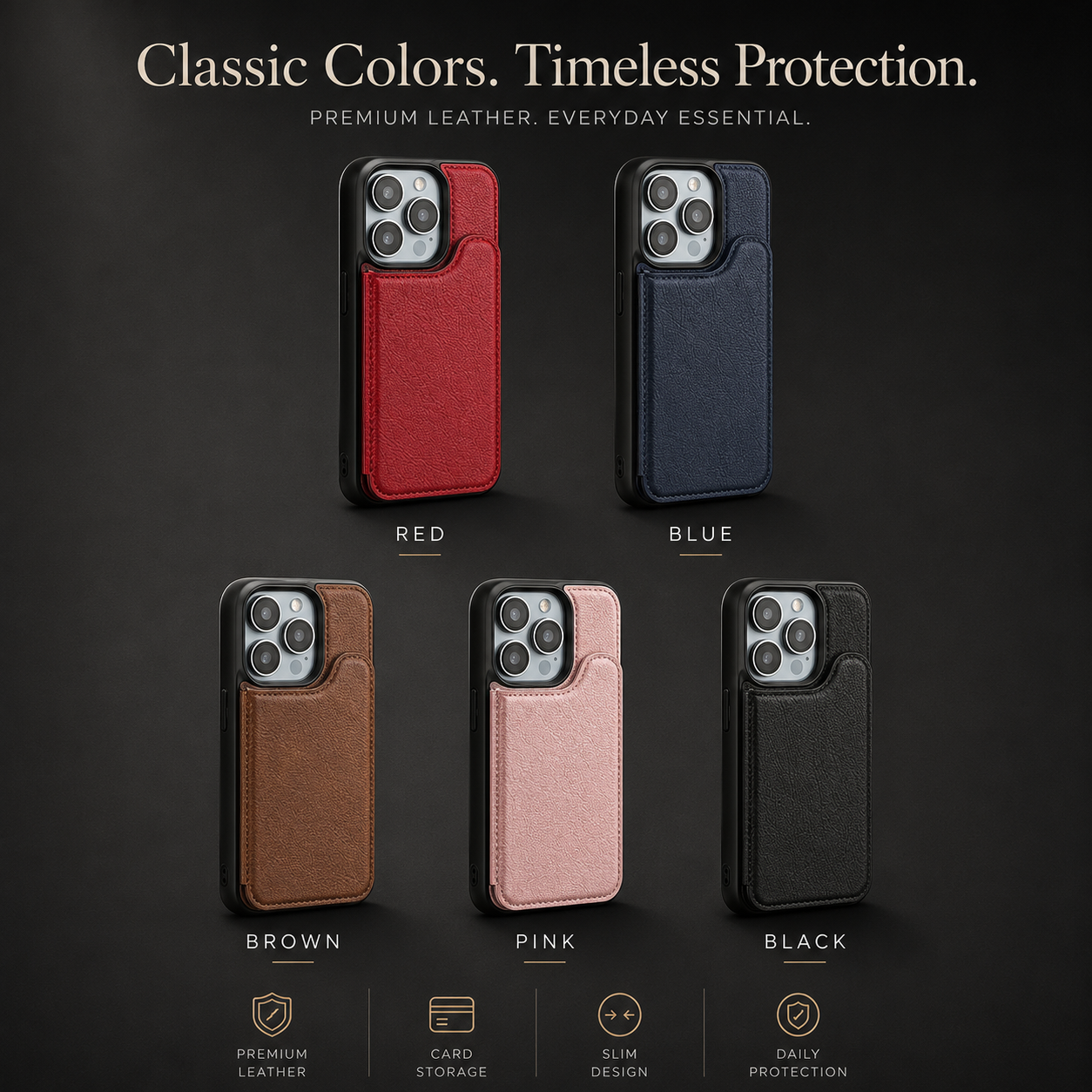 Premium iPhone Case MagSafe Compatible Flip Leather Wallet Protective Cover Card Holder Shockproof Magnetic Closure Anti Fingerprint Full Access Design