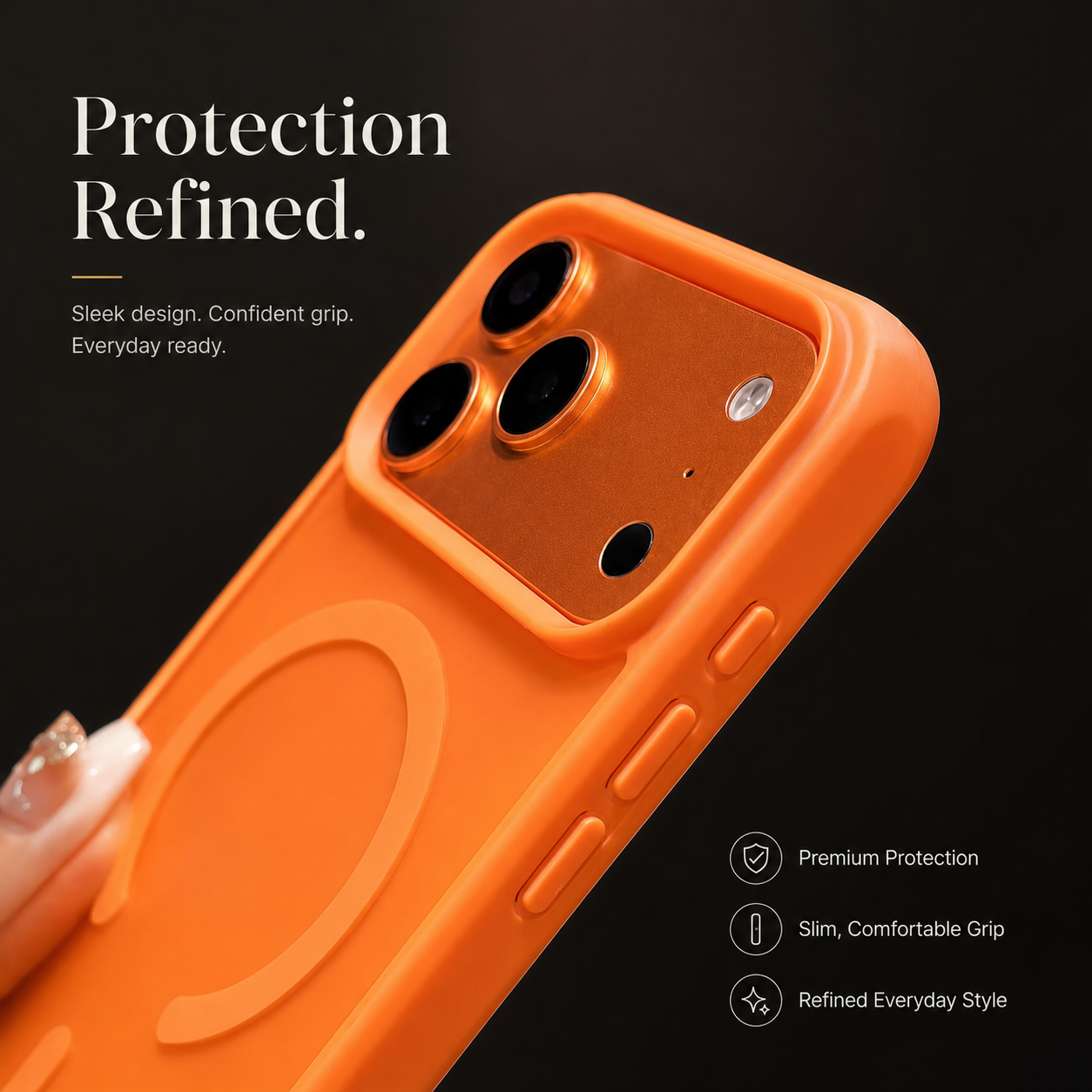 Premium iPhone Case MagSafe Compatible Foldable Stand Cover Shockproof PC Matte Anti Fingerprint Non Slip Camera Protection Half Wrapped Design