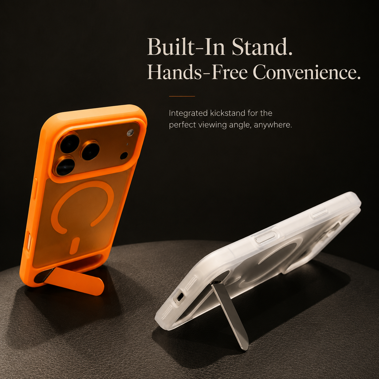 Premium iPhone Case MagSafe Compatible Foldable Stand Cover Shockproof PC Matte Anti Fingerprint Non Slip Camera Protection Half Wrapped Design