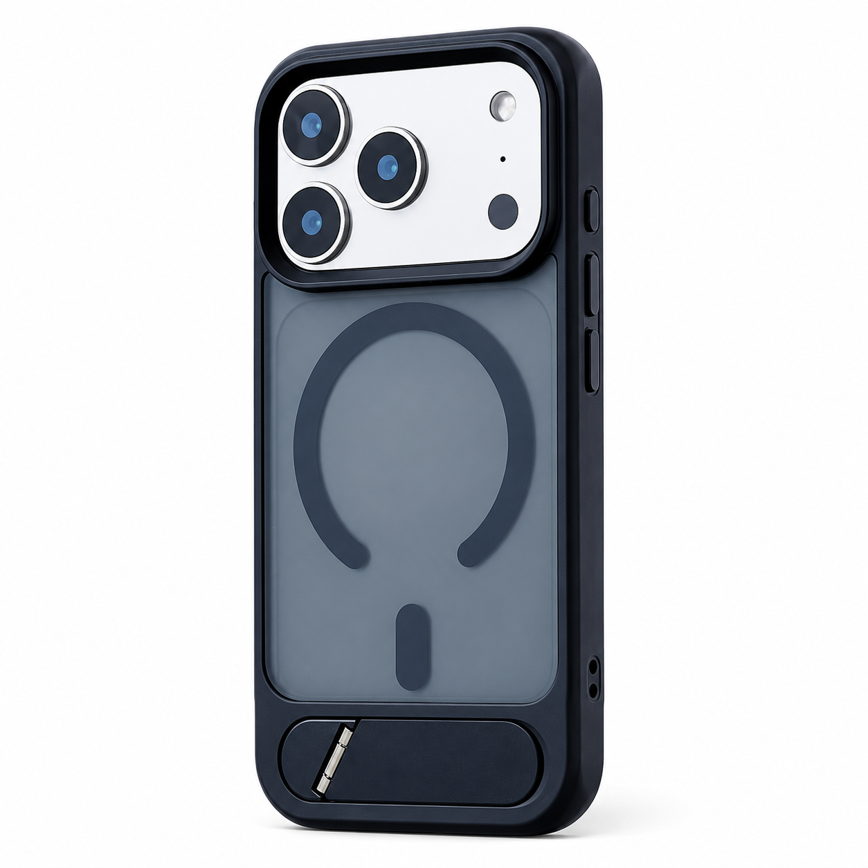 Premium iPhone Case MagSafe Compatible Foldable Stand Cover Shockproof PC Matte Anti Fingerprint Non Slip Camera Protection Half Wrapped Design