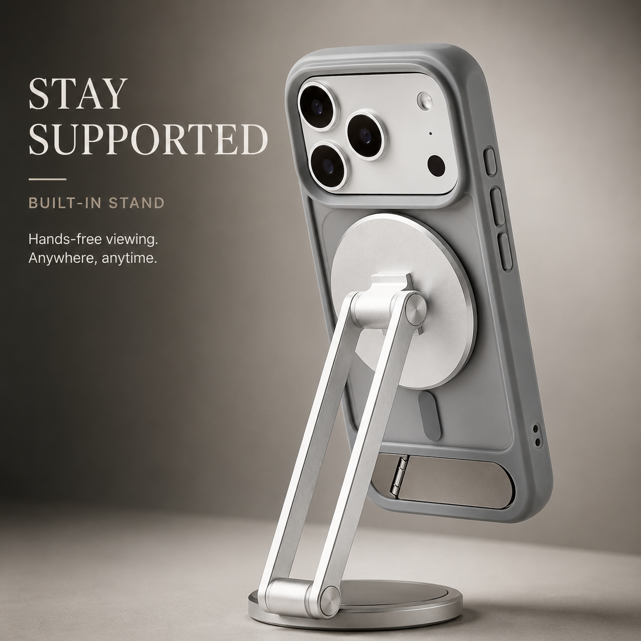 Premium iPhone Case MagSafe Compatible Foldable Stand Cover Shockproof PC Matte Anti Fingerprint Non Slip Camera Protection Half Wrapped Design