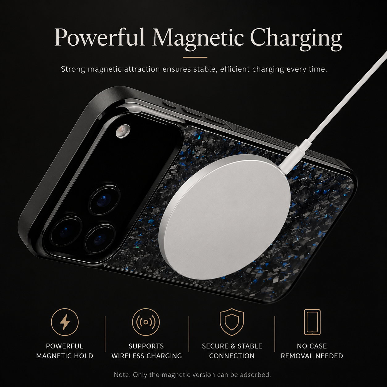 Premium iPhone Case MagSafe Compatible Forged Carbon Fiber Cover Shockproof TPU Hybrid Camera Protection Non Slip Slim Full Coverage Design