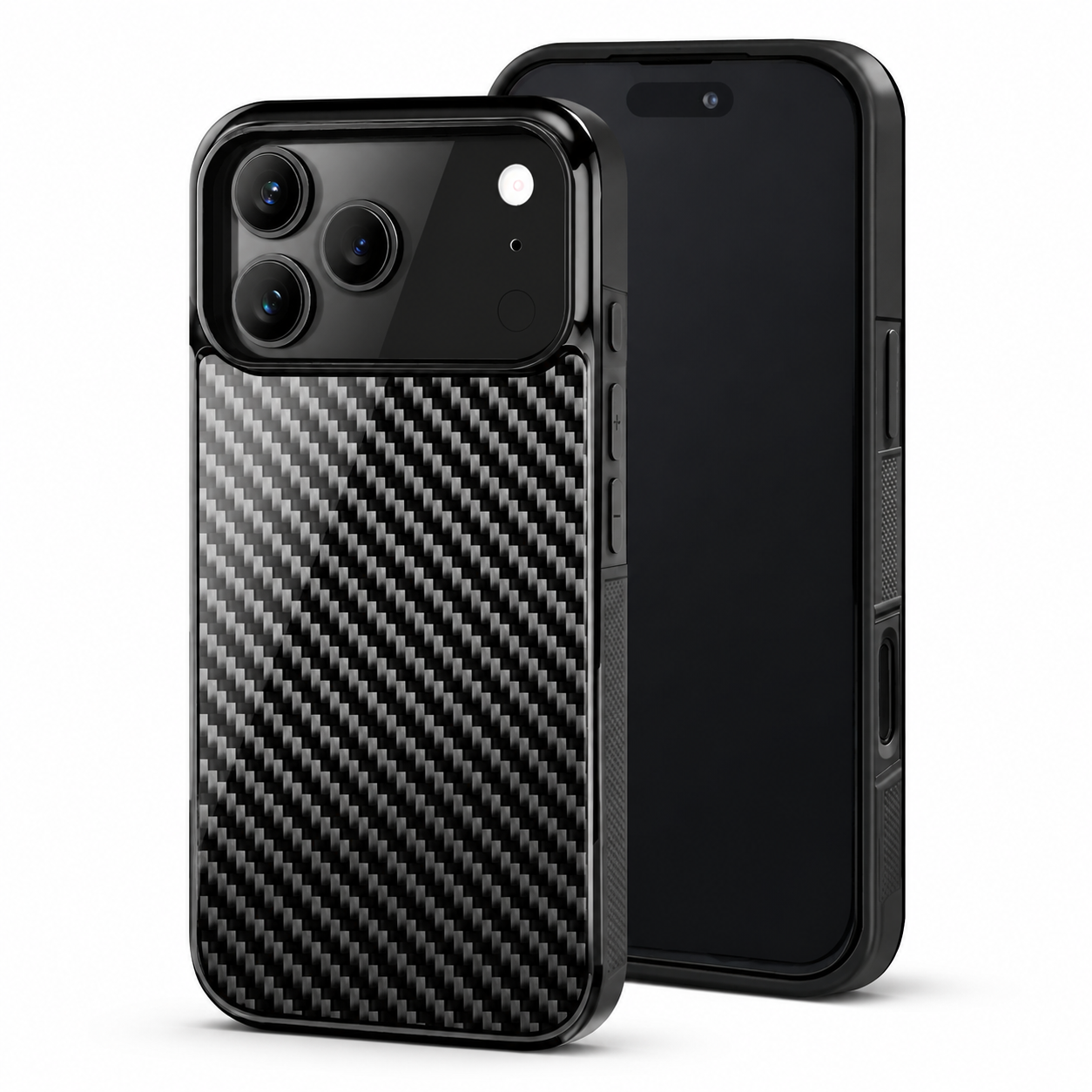 Premium iPhone Case MagSafe Compatible Forged Carbon Fiber Cover Shockproof TPU Hybrid Camera Protection Non Slip Slim Full Coverage Design