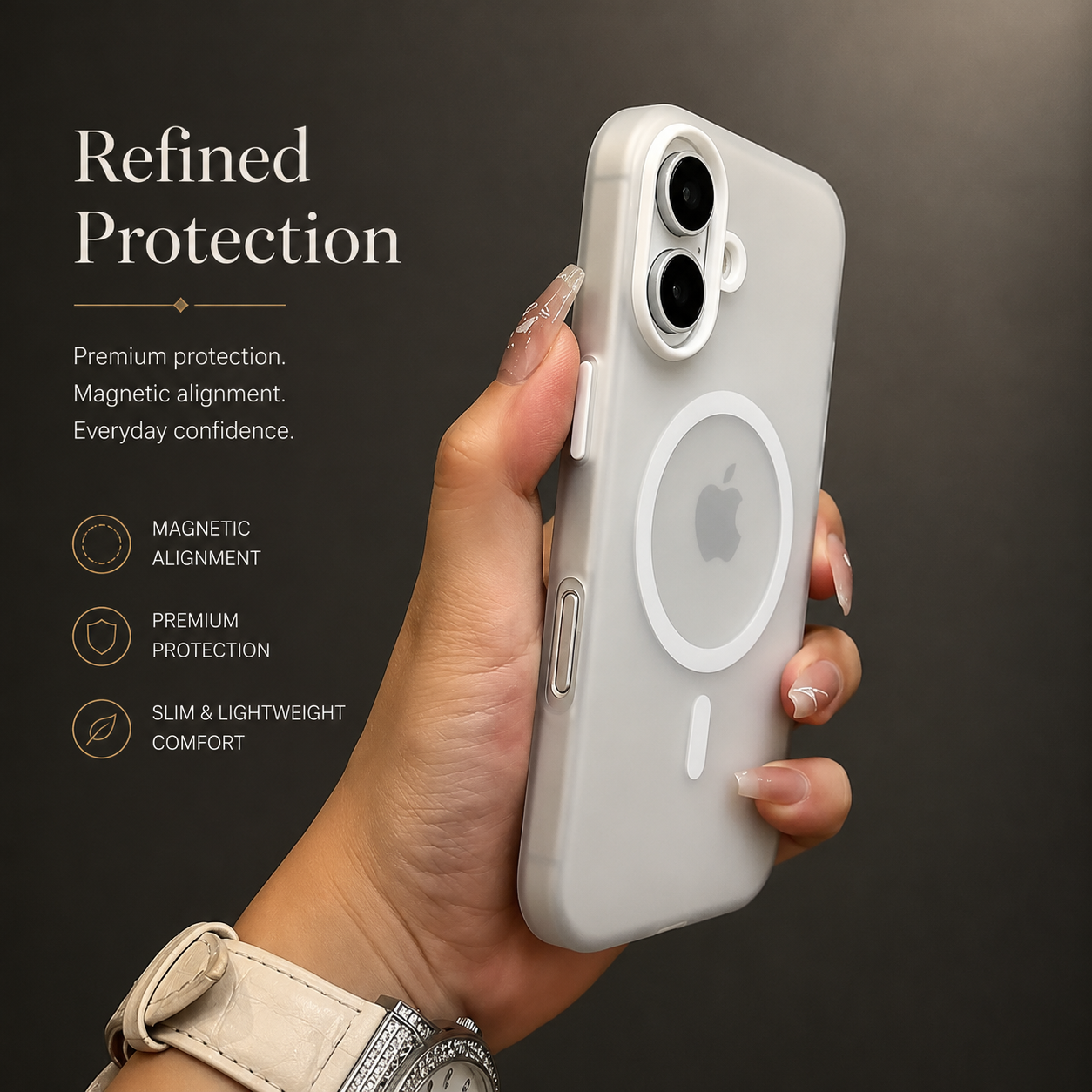 Premium iPhone Case MagSafe Compatible Frosted Clear Silicone Cover Magnetic Shockproof Anti Fingerprint Soft Touch Slim Lightweight Protective Design