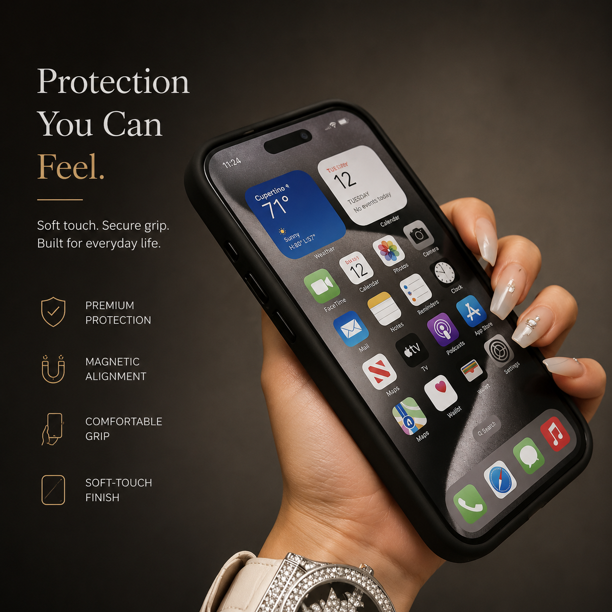 Premium iPhone Case MagSafe Compatible Frosted Clear Silicone Cover Magnetic Shockproof Anti Fingerprint Soft Touch Slim Lightweight Protective Design