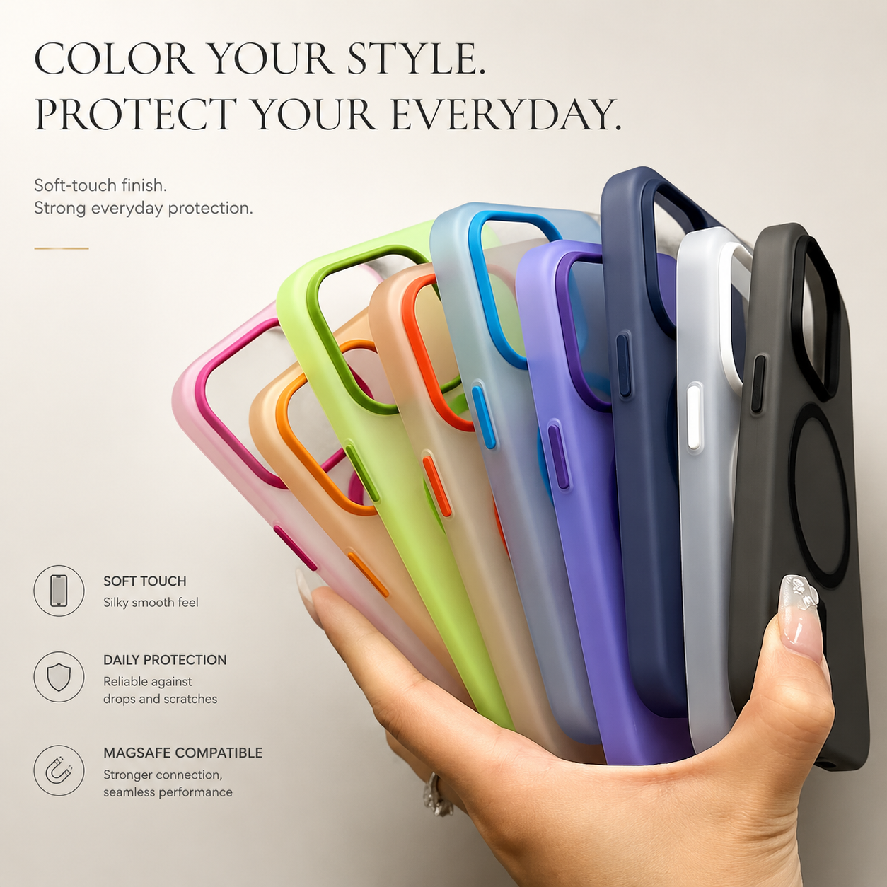 Premium iPhone Case MagSafe Compatible Frosted Clear Silicone Cover Magnetic Shockproof Anti Fingerprint Soft Touch Slim Lightweight Protective Design