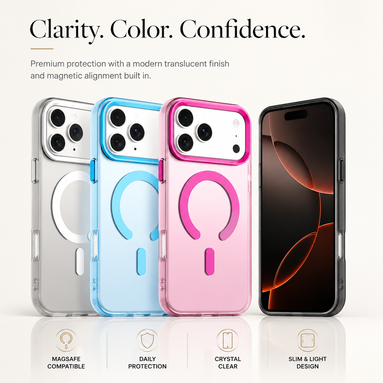 Premium iPhone Case MagSafe Compatible Frosted Clear Silicone Cover Magnetic Shockproof Anti Fingerprint Soft Touch Slim Lightweight Protective Design