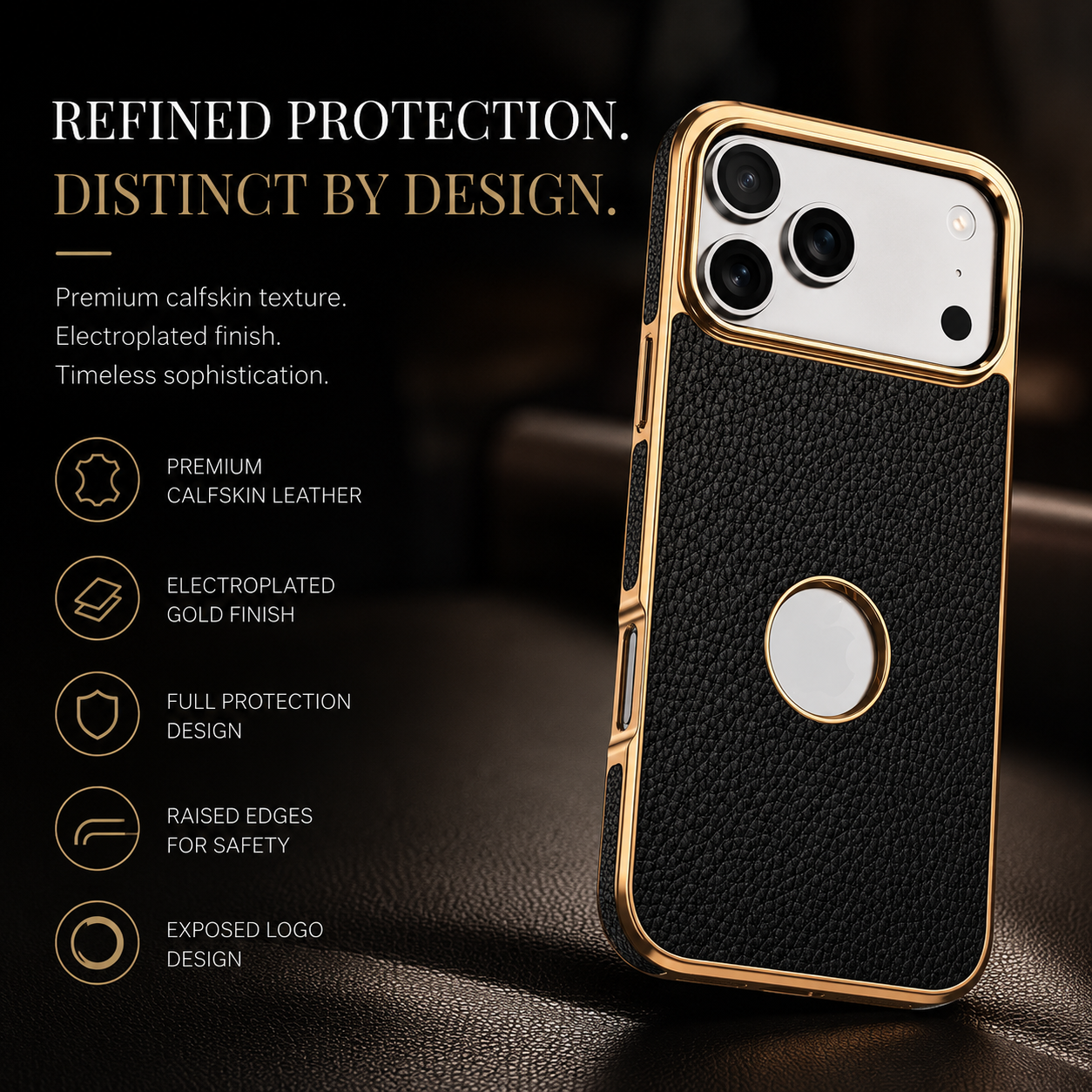 Premium iPhone Case MagSafe Compatible Genuine Cowhide Leather Protective Cover Lychee Texture Shockproof Anti Fingerprint Slim Full Coverage Design