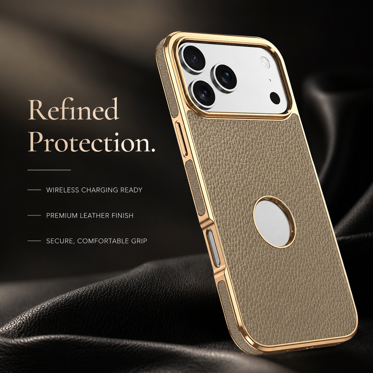 Premium iPhone Case MagSafe Compatible Genuine Cowhide Leather Protective Cover Lychee Texture Shockproof Anti Fingerprint Slim Full Coverage Design