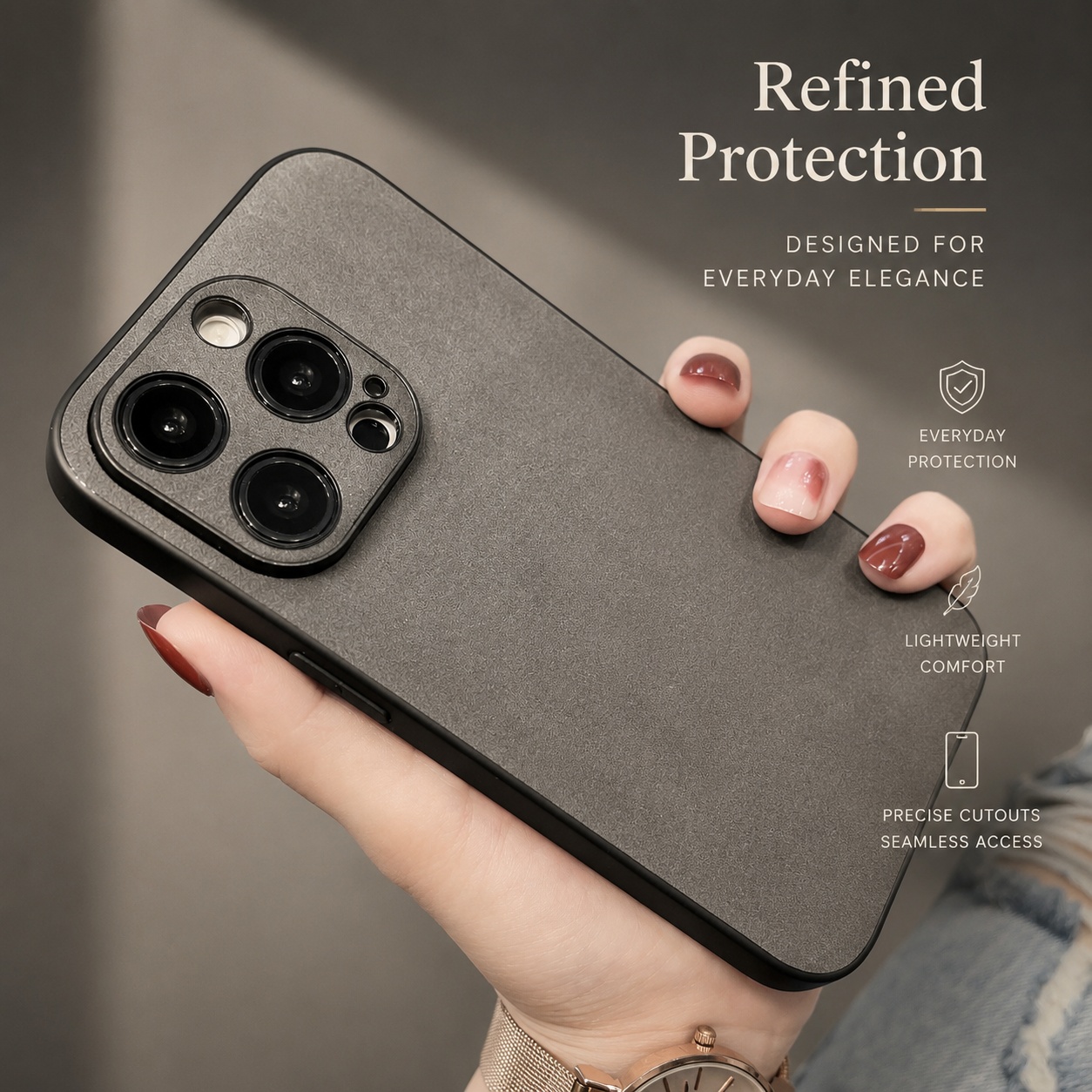 Premium iPhone Case MagSafe Compatible Genuine Leather Cover Magnetic Protective Camera Lens Guard Shock Absorbing Slim Full Coverage Design
