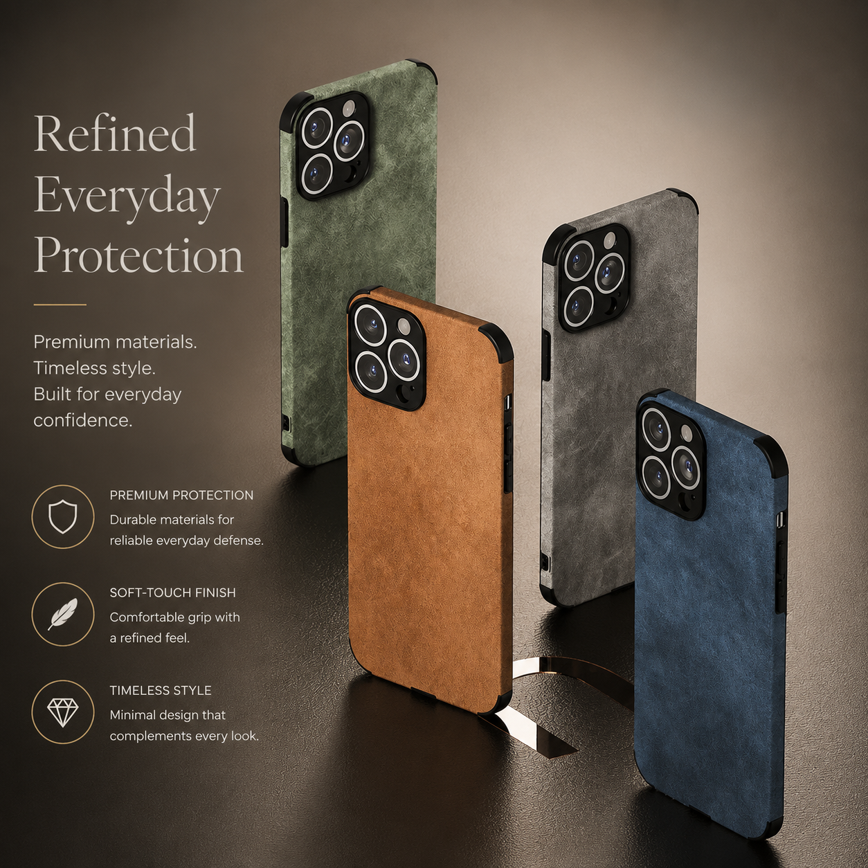 Premium iPhone Case MagSafe Compatible Genuine Leather Cover Magnetic Protective Camera Lens Guard Shock Absorbing Slim Full Coverage Design