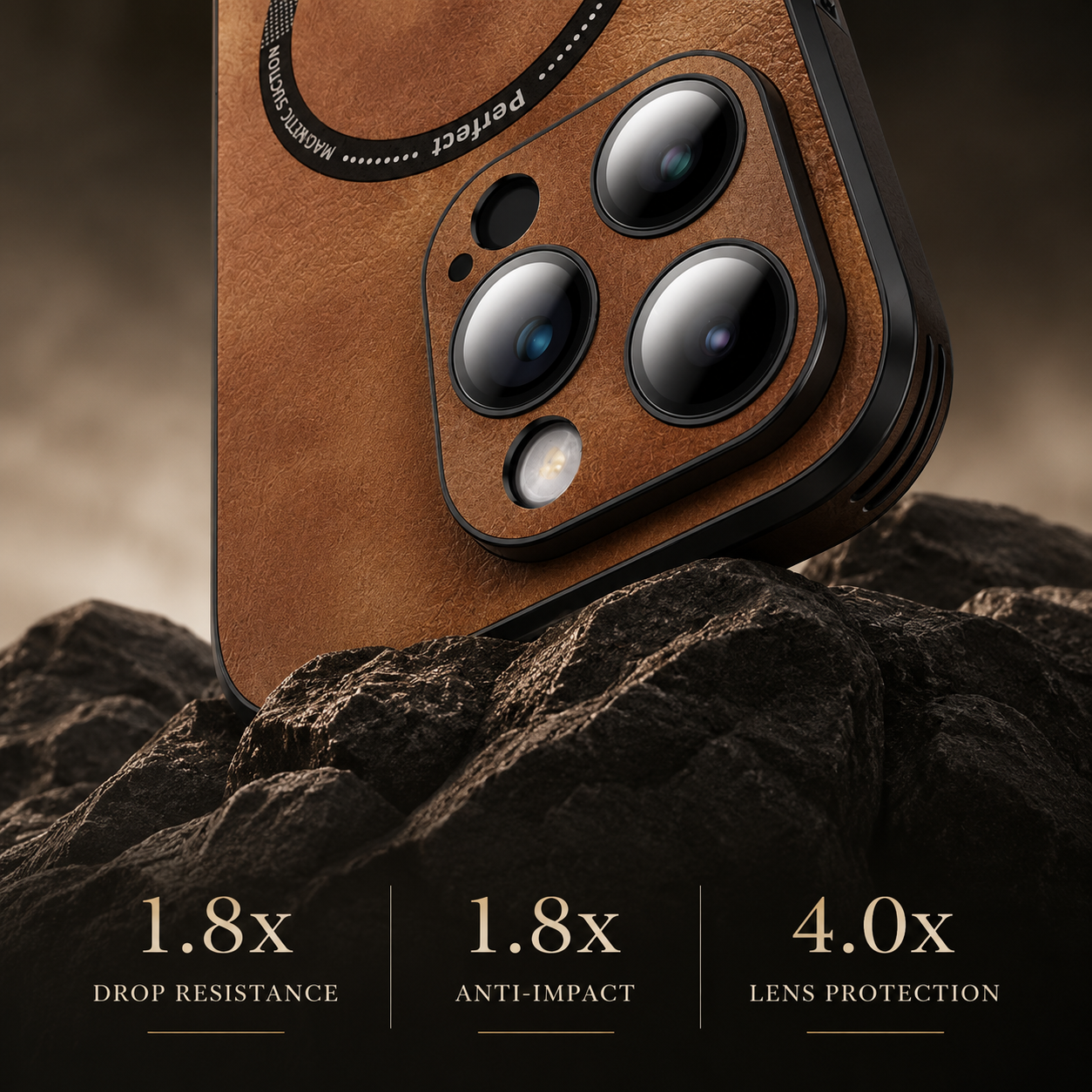Premium iPhone Case MagSafe Compatible Genuine Leather Cover Magnetic Shock Absorbing Protective Camera Lens Guard Slim Full Coverage Design