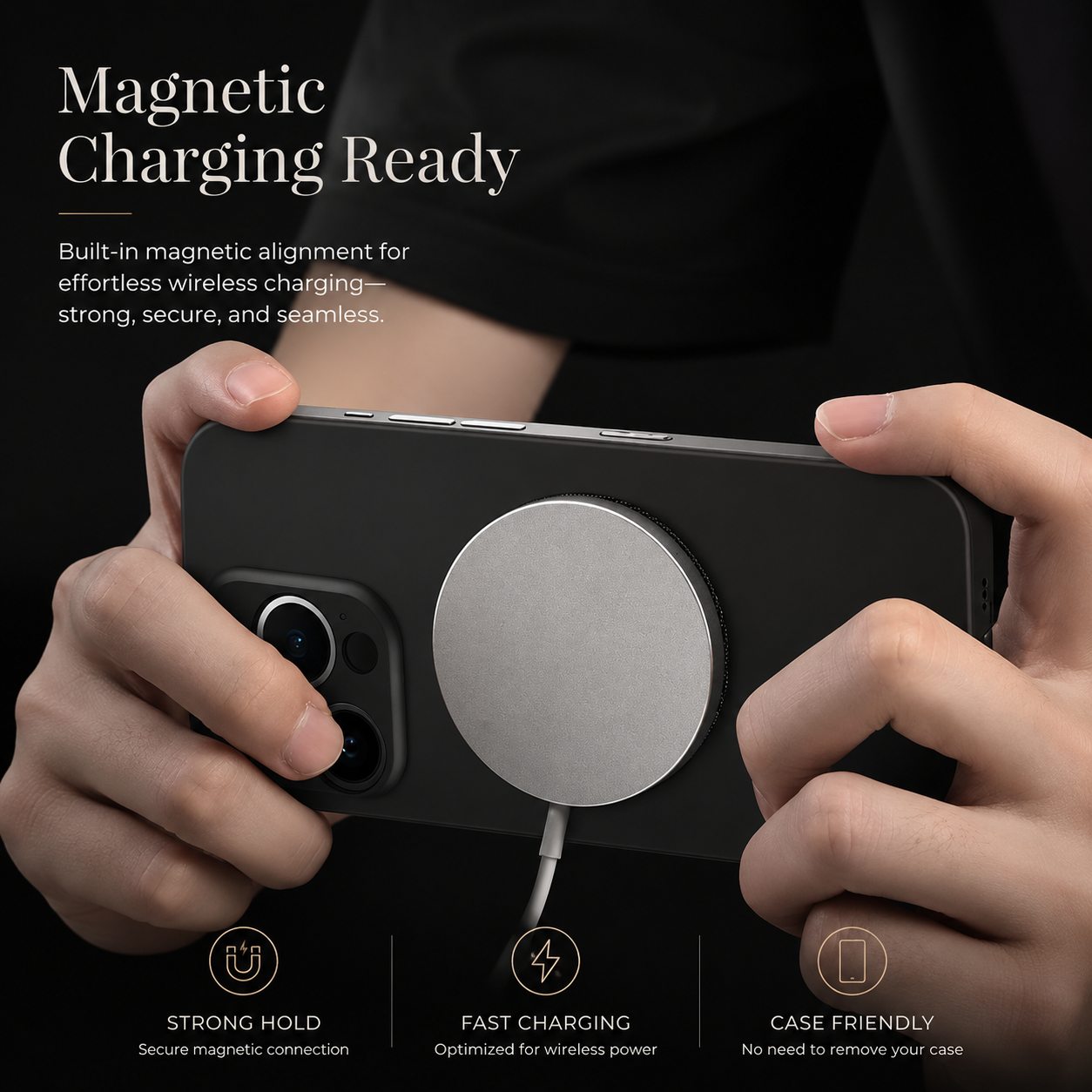 Premium iPhone Case MagSafe Compatible Genuine Leather Cover Magnetic Shock Absorbing Protective Camera Lens Guard Slim Full Coverage Design