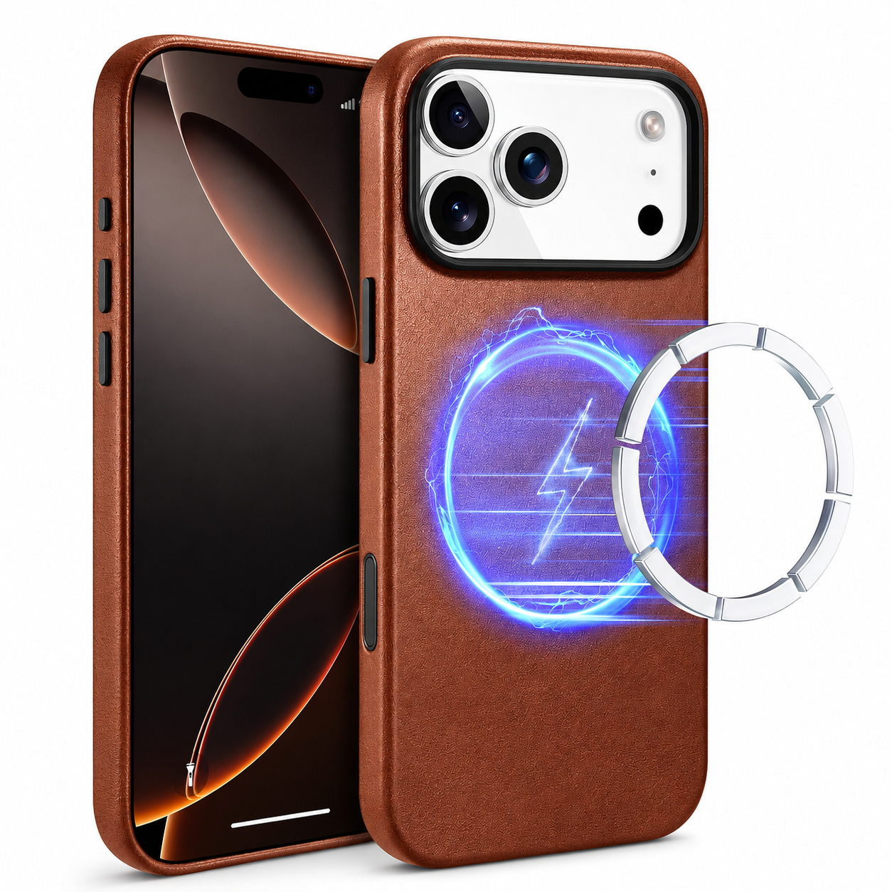 Premium iPhone Case MagSafe Compatible Genuine Leather Cover Shockproof Full Coverage Camera Protection Anti Fingerprint Non Slip Slim Fit Design
