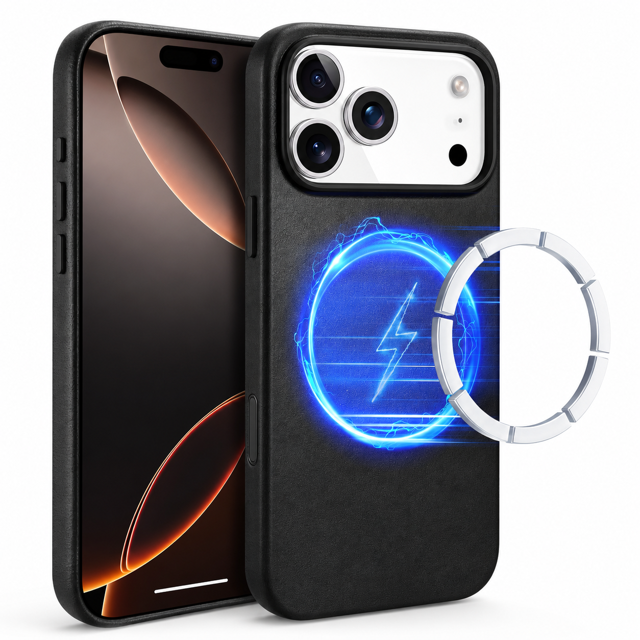 Premium iPhone Case MagSafe Compatible Genuine Leather Cover Shockproof Full Coverage Camera Protection Anti Fingerprint Non Slip Slim Fit Design