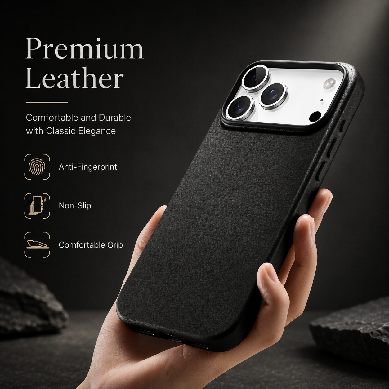 Premium iPhone Case MagSafe Compatible Genuine Leather Cover Shockproof Full Coverage Camera Protection Anti Fingerprint Non Slip Slim Fit Design