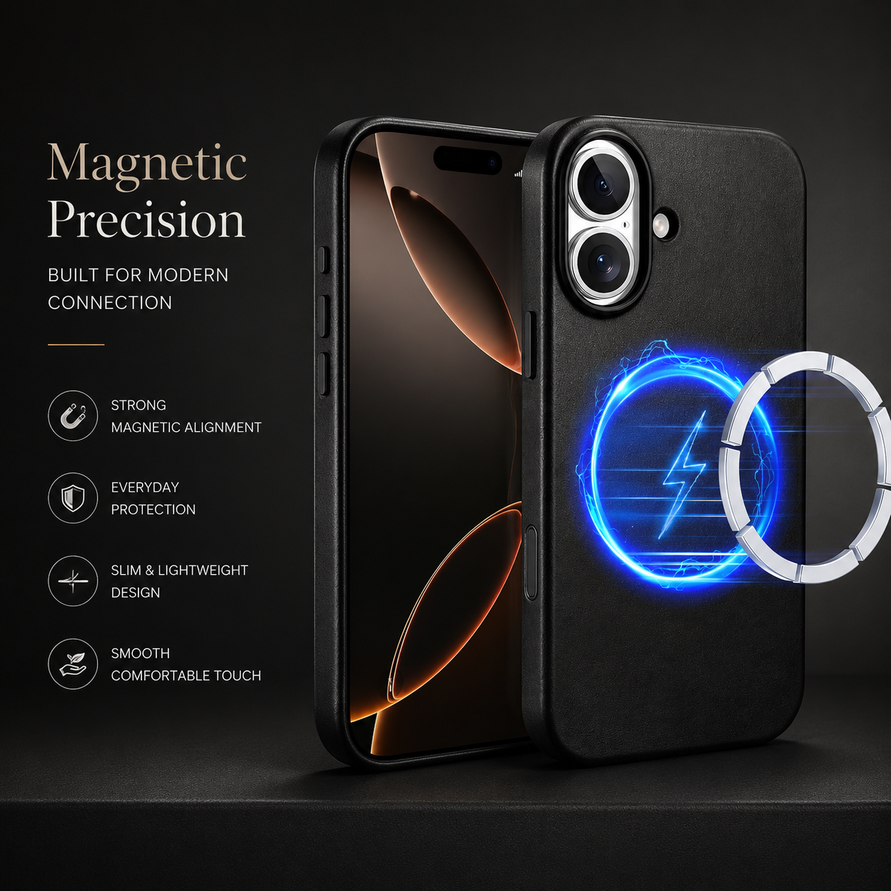 Premium iPhone Case MagSafe Compatible Genuine Leather Cover Shockproof Full Coverage Camera Protection Anti Fingerprint Non Slip Slim Fit Design