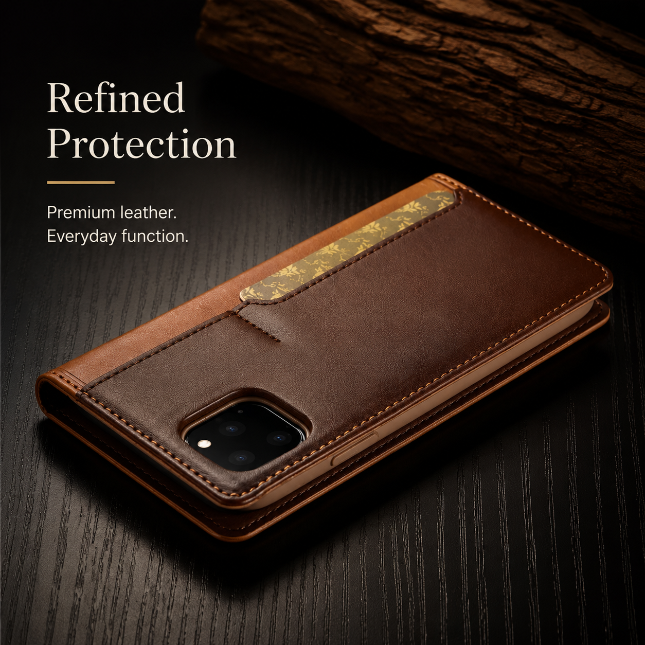 Premium iPhone Case MagSafe Compatible Genuine Leather Flip Wallet Cover Card Holder Magnetic Closure Shockproof Camera Lens Protection Slim Design