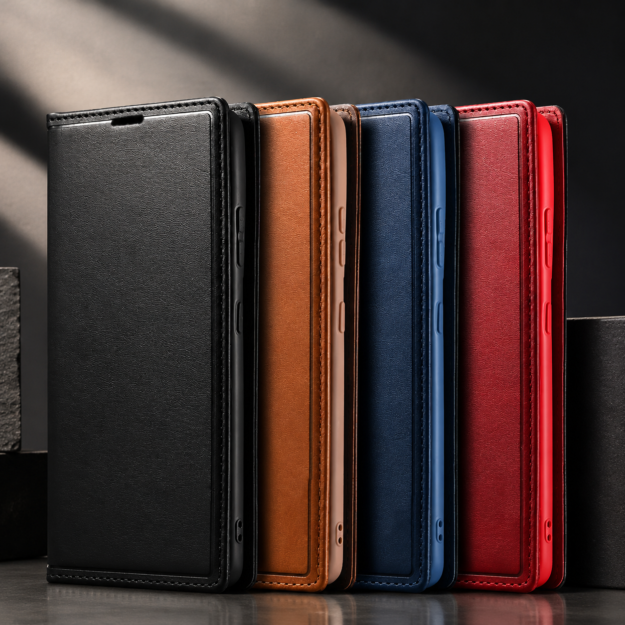 Premium iPhone Case MagSafe Compatible Genuine Leather Flip Wallet Cover Card Holder Magnetic Closure Shockproof Camera Lens Protection Slim Design