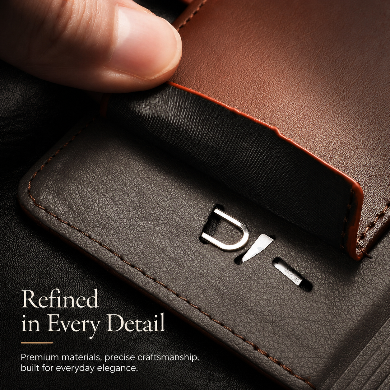Premium iPhone Case MagSafe Compatible Genuine Leather Flip Wallet Cover Card Holder Magnetic Closure Shockproof Camera Lens Protection Slim Design